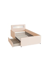 KOMHTOM - Polsterbett 90x200 cm mit Nachtlicht und USB-Ladeanschluss in Beige - Beige