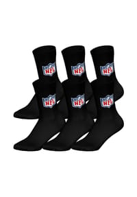 NFL - Unisex Socken, 6er Pack - NFL Shield 6Pack Crew Socks, Logo, Polyester-Baumwollmischung - Schwarz