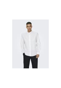 ONLY & SONS - Freizeithemd, Leinenanteil, Slim-Fit, Stehkragen, für Herren - 188758 WHITE
