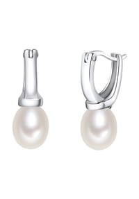 VALERO PEARLS - Damen Ohrringe aus 925/- Sterling Silber in Silber mit Süßwasser-Zuchtperle - silber