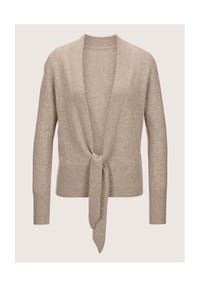 MADELEINE - Kaschmir-Strickjacke mit tiefem V-Ausschnitt und Bindeband - bambusgrün
