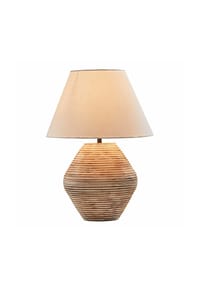 LOBERON - Tischlampe Landelin weiß/braun - weiß/braun
