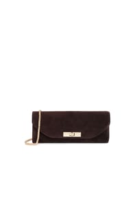 Kazar - Elegante längliche Beistelltasche aus Wildleder - Dunkelbraun