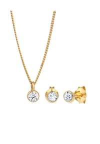 elli. - Schmuckset Basic Elegant 925 Silber, Mit Kristallen Von Swarovski® - Weiß