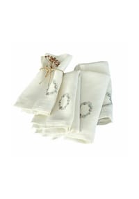 LOBERON - Serviette 4er Set Torge weiß - weiß