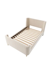 KOMHTOM - Polsterbett 90 x 200 cm in Beige Samt, Ohne Matratze - Beige