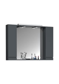 VCM. - Badschrank zeitlos | Maße ca. H. 71 x B. 100 x T. 14 cm | ausreichend Stauraum | Spiegelschrank mit Beleuchtung - Silora XL - Anthrazit