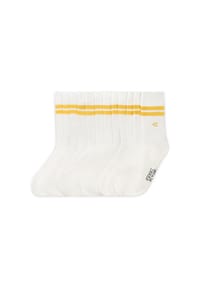 camel active - 6er-Pack Unisex Socken mit Streifen-Detail - Weiß/Gelb