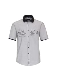 CASAMODA - Herren Freizeithemd Kurzarm gestreift Casual Fit - graues Mittelblau