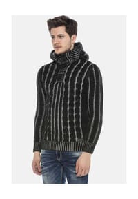 CIPO & BAXX® - Pullover im modernen Design mit Kapuze, CP214 - BLACK