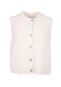 Seasons of April - Damen Strickweste Regular mit Knöpfen WENDY Weste - Creme