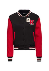 QUEEN KEROSIN - Collegejacke Chenille-Schriftzug mit Zielflaggen auf dem Rücken, abgesetzte Ärmel und gestepptes Futter Road Rebels - schwarz
