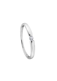 MONCARA - Damen Ring, 375er Weißgold mit 1 Diamant, ca. 0,05 Karat - WEISSGOLD