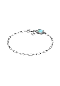 HAZE & GLORY - Armband Gliederkette Kupfer Türkis Anhänger 925 Silber - Silber