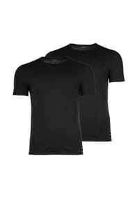 EMPORIO ARMANI - Herren T-Shirt, 2er Pack - ESSENTIAL LOGOLABEL, Rundhals, Stretch Cotton - Dunkelblau/Rot