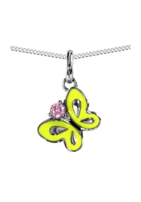 OSTSEE-SCHMUCK® - Kette mit Anhänger , Schmetterling , Silber 925/000 - bernsteinfarben