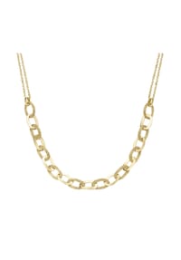 SMART JEWEL® - Collier ovale Glieder hochglänzend und strukturiert, Silber 925 - gold