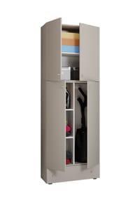 VCM. - Holz Besenschrank | 6 Fächer | Maße: H. 200 x B. 70 x T. 39 cm | Haushaltsschrank | Mehrzweckschrank | Extra Schublade - Lona - Buche