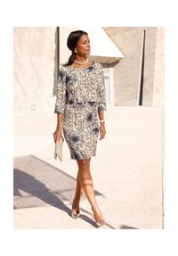Witt - Druck-Kleid - sand-hellblau-bedruckt