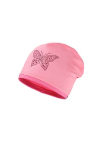 maximo® - MINI GIRL-Beanie middle,  Kontrastrand, Jersey Uni, Deko, UV 50 - jeans
