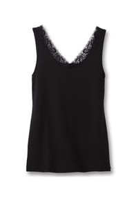 CALIDA - Unterhemd, V-Ausschnitt, Spitze, für Damen - 001 WEISS