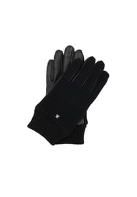 ONE ELEMENT - Herrenhandschuhe aus Wolle mit Vollnarbenleder und Monogramm - Schwarz
