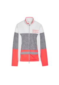 MADELEINE - Trainingsjacke in Patchwork-Optik - neonrot / hellgrau / multicolor