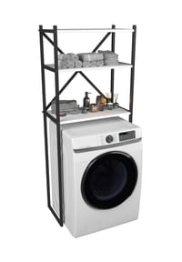 VCM. - Metall Überbauschrank | Waschmaschine | Maße: H. 160 x B. 66 x T. 34 cm | 3 Ablagen aus Holz - Insasi - Honig-Eiche