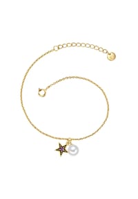 GLANZSTÜCKE MÜNCHEN - Damen Armband aus 925/- Sterling Silber in Gelbgold mit Zirkonia und Süßwasser-Zuchtperle - gelbgold