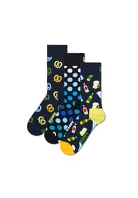 HAPPY SOCKS - Unisex Socken, 3er Pack - Classic, Muster, Baumwollmischung, gemischte Farben - Banana