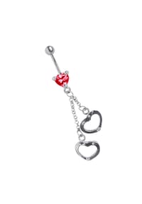 Adelia's - Bauchnabelpiercing Banane mit Steinherz und Handschellenhänger - rosa