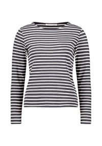 BETTY & CO - Casual-Shirt mit U-Boot-Ausschnitt - Grau/Weiß