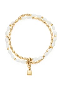 LEONARDO - Damen Armband "Welda", Edelstahl, Muschelperle - GOLD WEISS