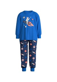 CALIDA - Kinder Bündchen-Pyjama aus reiner Bio-Baumwolle Toddlers Space - galaxy blue