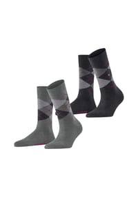 Burlington - Socken, Rippbündchen, 2er Pack, für Damen - 3390 LIGHT GREY MEL.
