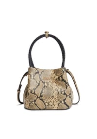TOMMY HILFIGER MARINA LEATHER - Henkeltasche, Leder, Emblem, für Damen - 0F4 NEUTRAL SNAKE