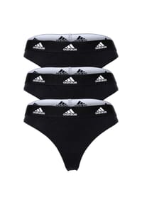 adidas - Damen Strings, 3er Pack - Thong 3PK, Unterwäsche, Cotton Stretch, Logo, uni - Schwarz