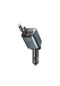 COFI - JR-CCL05 30W 4-in-1 Autoladegerät mit 2 integrierten einziehbaren - Dunkelgrau 13 x 4,5 x 3,8 cm
