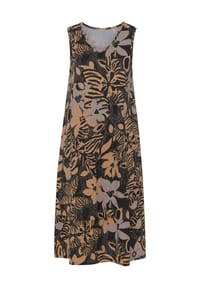 SIEH AN! - Sommerkleid - schwarz-camel-bedruckt