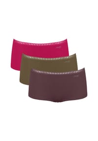 sloggi - Damen Pantys, 3er Pack - GO Crush Short C3P, Unterhose, Stretch-Baumwolle - 00GZ SILK WHITE