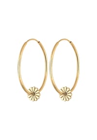 elli. - Ohrringe Creolen Hänger Blume Daisy 925 Sterling Silber - Gold