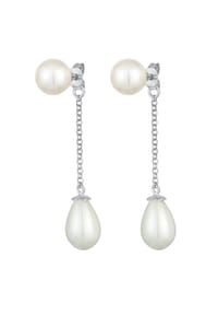 Nenalina - Ohrringe Earjacket Muschelkernperlen 925 Silber - Silber