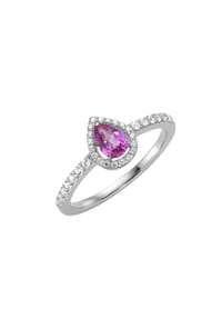 GIORGIO MARTELLO MILANO - Ring synth. Saphir, Zirkonia weiß, Silber 925 - pink