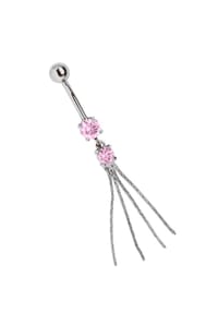 Adelia's - Titan Banane rosa Doppelsteinhänger mit 4 Gliederketten - rosa