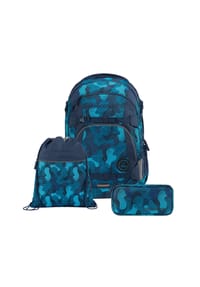 coocazoo - Schulrucksack-Set Schulrucksack-Set „Cloudy Camou“, 3-teilig - Blau