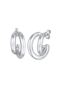 elli. PREMIUM - Ohrringe Stecker Creole Halbcreole Rund 925 Silber - Gold