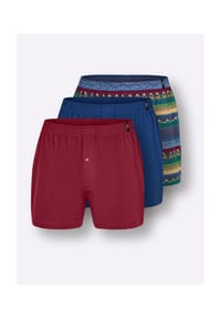 Witt - Boxershorts - jeansblau-bedruckt + dunkelblau + kirsche