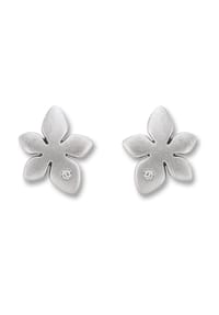 ONE ELEMENT Shine Bright Line - Zirkonia Blume Ohrringe Ohrstecker aus 925 Silber - silber