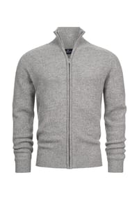 KRONSTADT - Strickjacke KSDorsey zip cardigan knit - Lt Grey Mix
