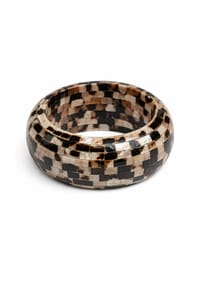 collezione alessandro® - Armreif Mosaic echte Muscheln, Mosaik-Optik, handgearbeitet, nicht verstellbar, jedes Stück ein Unikat - braun